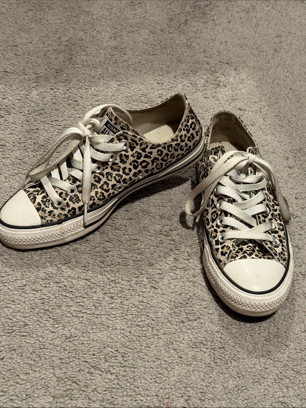 Converse Leopard Print Low Top Sneakers - Cream/Black - Picture 3 of 5